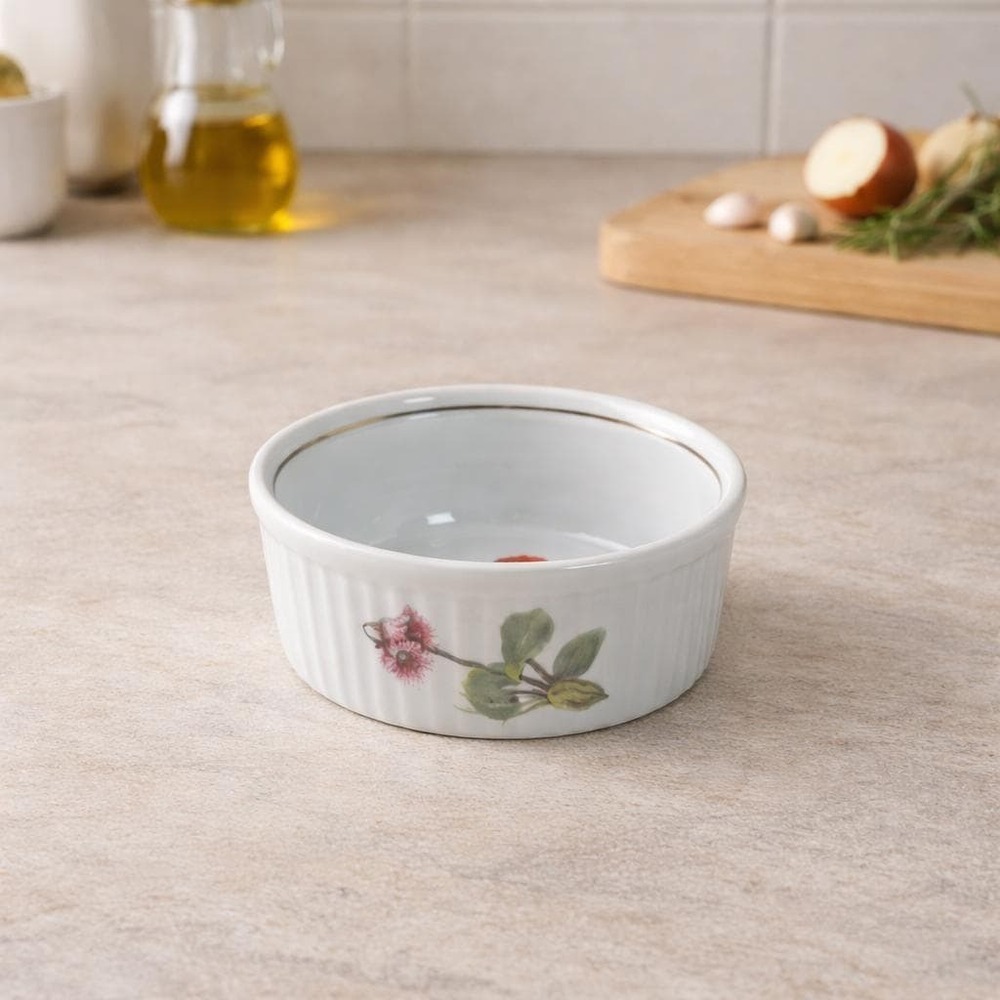 Louis Lourioux Ramekin Wild Flower Porcelain France Gold Trim